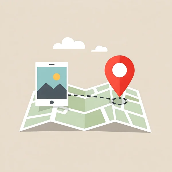 Karte, die das Risiko des GPS-Standorts aus Foto-EXIF-Daten zeigt.