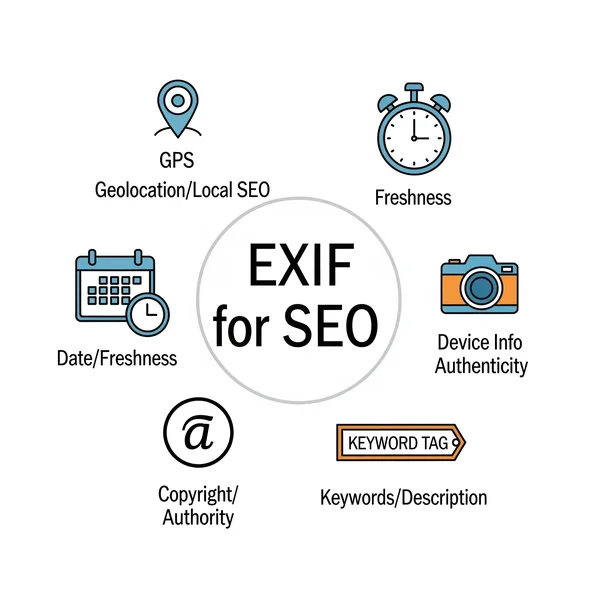 Key EXIF data fields influencing website SEO.