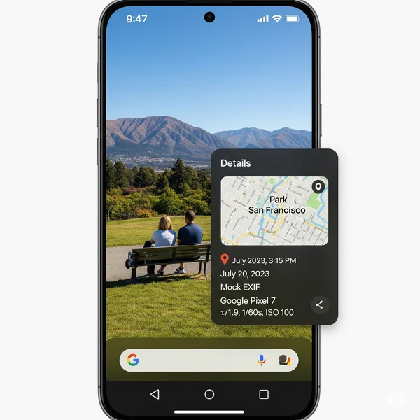 Viewing EXIF data on Android using Google Photos app.