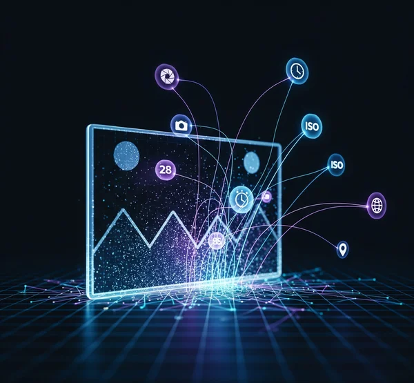 Abstract representation of data within a digital photo