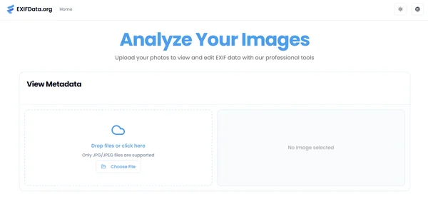 Screenshot of EXIFData.org showing detailed photo metadata
