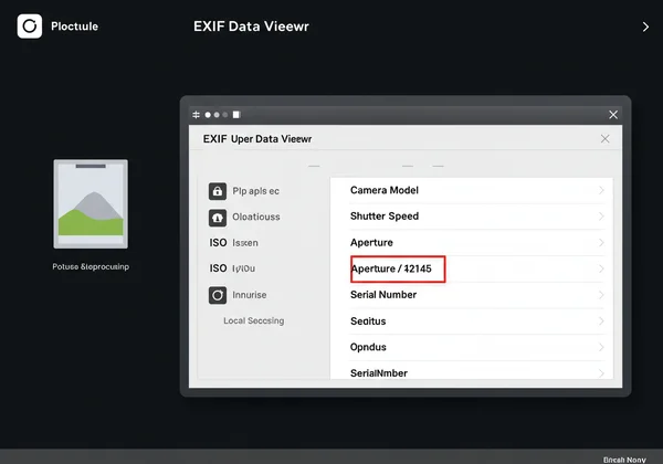 Interface of an EXIF viewer showing hidden metadata in an image