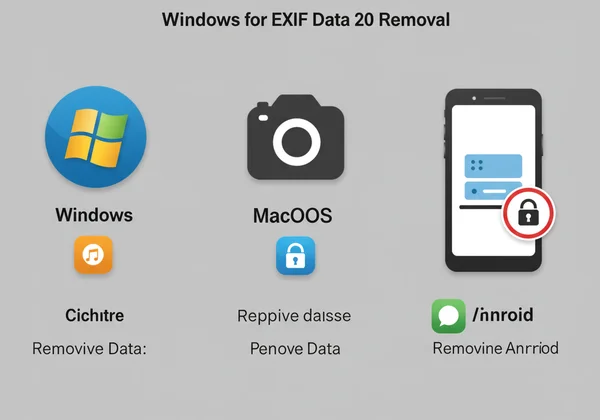Icons representing Windows, macOS, and mobile for EXIF removal